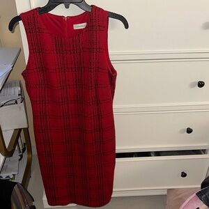 Calvin Klein Red Checkered Dress